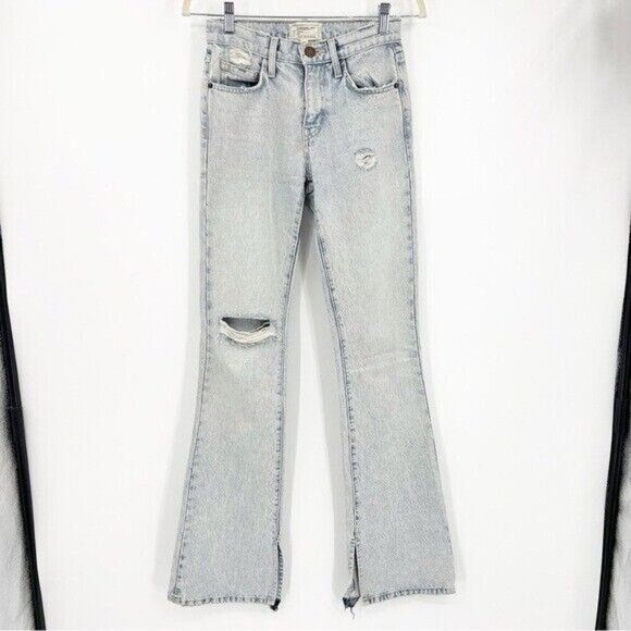 Current Elliot The High Rise Slit Boot Mulholland Destroy Light Wash Size 24 - Picture 2 of 9